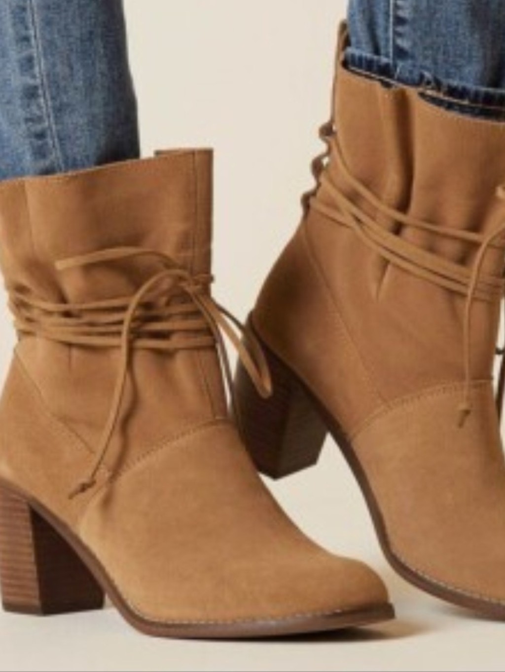 Toms Mila Tan Suede Lace-Up Ankle Boots